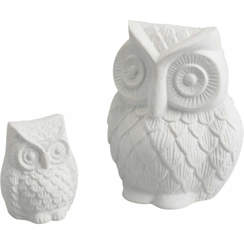 Hiboux déco blancs (lot de 2)