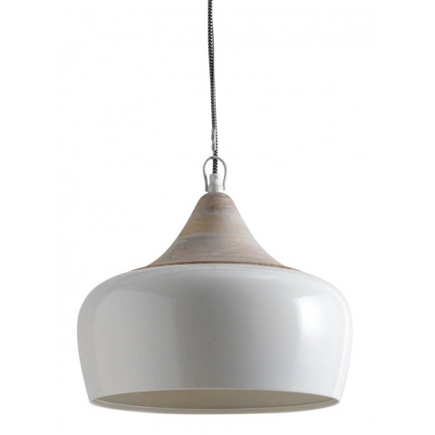Lampe suspension en métal laqué et bois - Coloris au choix