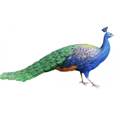 Paon à couronne en résine taille réelle