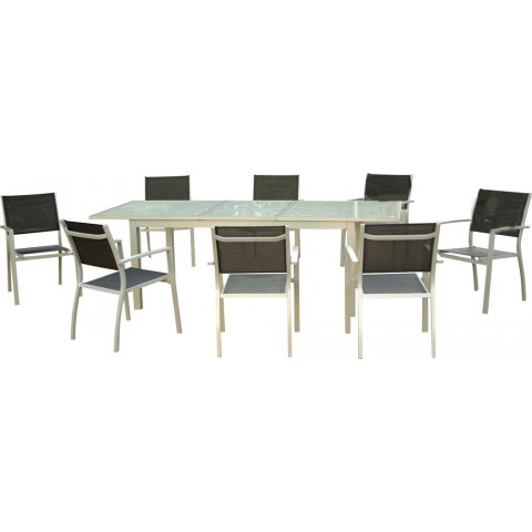 Salon de jardin 8 personnes en aluminium grecio