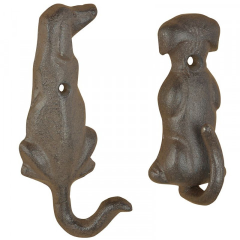Patère queue de chien en fonte (lot de 2)