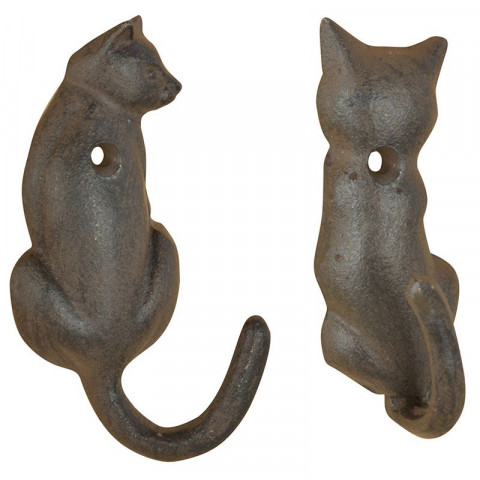 Patère queue de chat en fonte (lot de 2)