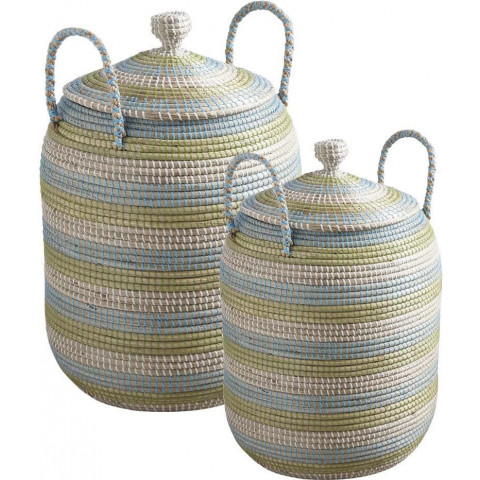 Panier à linge en jonc (lot de 2)