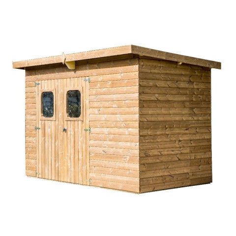 Abri theora habrita foresta the 3218.02 t bois thermo chauffé 7,33m2 toiture en bac acier mono pente sans plancher