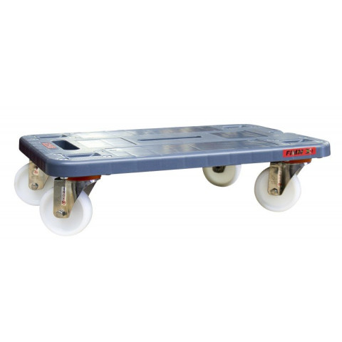 Plateau roulant polypropylène sans rebord, 600 x 400 mm, roues NY inox, 500 kg