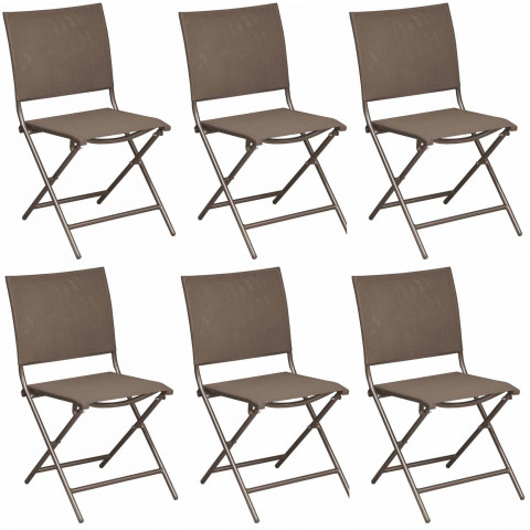 Chaise pliante en acier et toile globe (lot de 6) - Couleur au choix