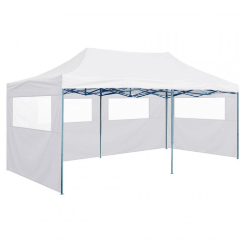 Tente de réception pliable avec 4 parois 3x6 m Acier Blanc