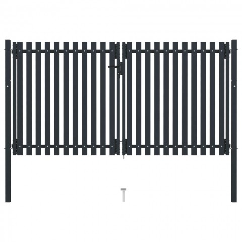 Portail de clôture à double porte acier anthracite - Couleur au choix