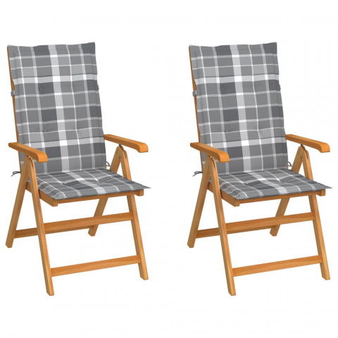 Chaises de jardin teck avec coussins teck - Couleur et nombre de places au choix