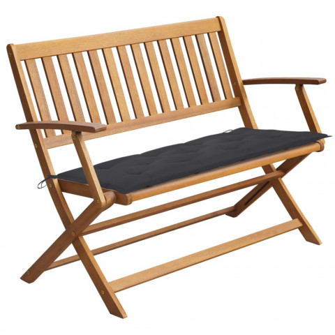 Banc de jardin avec coussin 120 cm bois d'acacia massif - Couleur du coussin au choix