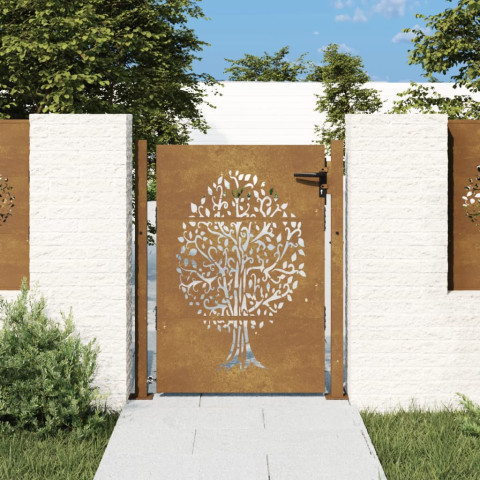 Portail de jardin 105x130 cm acier corten conception de l'arbre