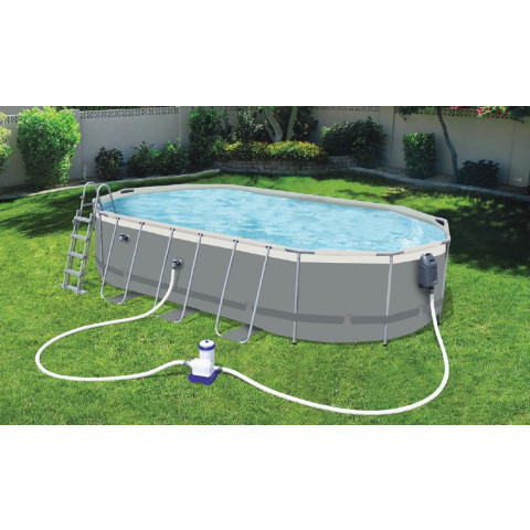 Bestway Kit Piscine Ovale Power Steel 6 10m X 3 66m X 1 22m Livre Avec Bache Echelle Et Pompe De Filtration A Cartouche Distriartisan