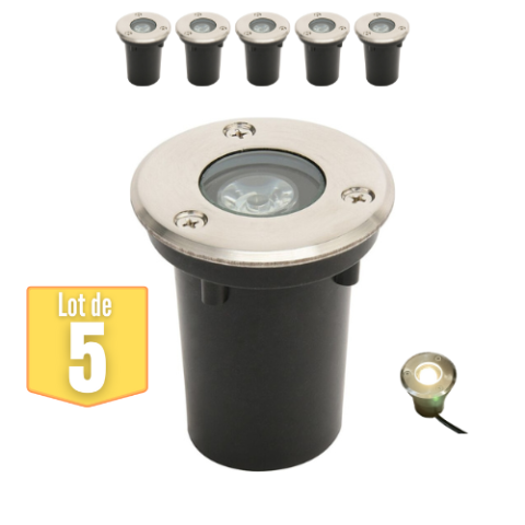 Lot de 5 spots led encastrables étanches 1w 100lm 4000k ip67