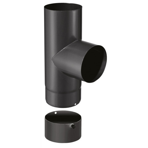 Isotip té 90° + tampon pour tuyau email 0,7 mm - 125 - noir