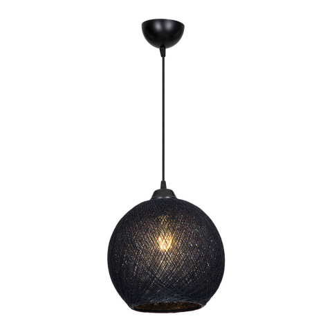 Lustre lampe lumière suspendu suspension lisburn corde de jute hauteur 65 cm e27 noir helloshop26 03_0007534