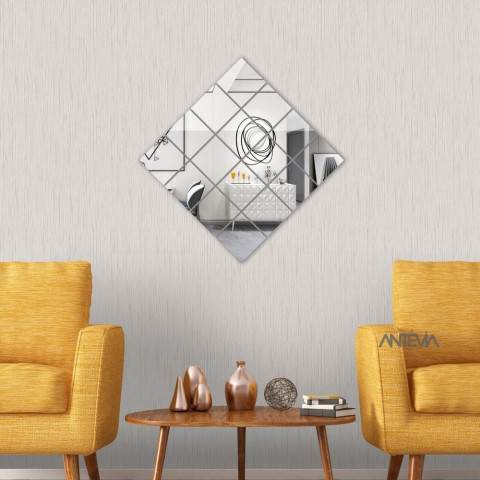 Adhésif mural effet miroir - Modèle carrés 60cm