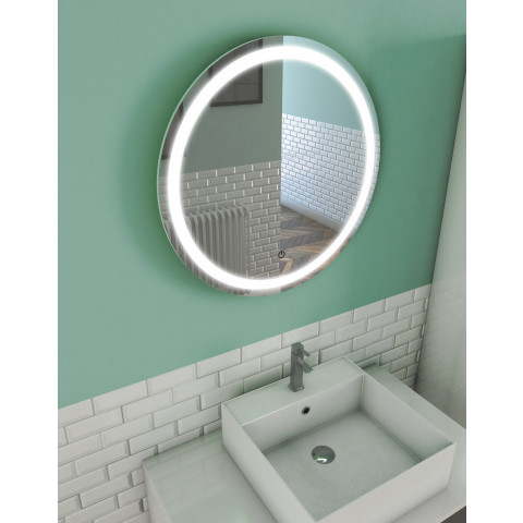 Miroir salle de bain led auto-éclairant circle light diamètre 59cm