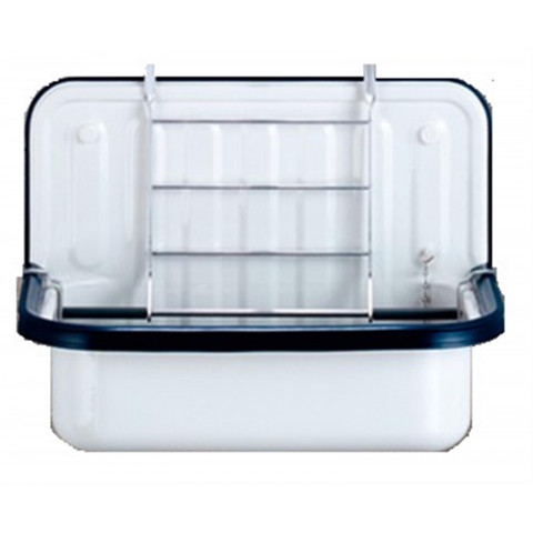 deversoir a form sans trop plein couleur blanc avec bordure en plastique bleu fonce distriartisan