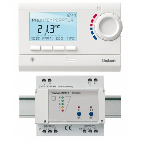 Thermostat d'ambiance programmable 24h 7j radio 1 zone theben 8339501