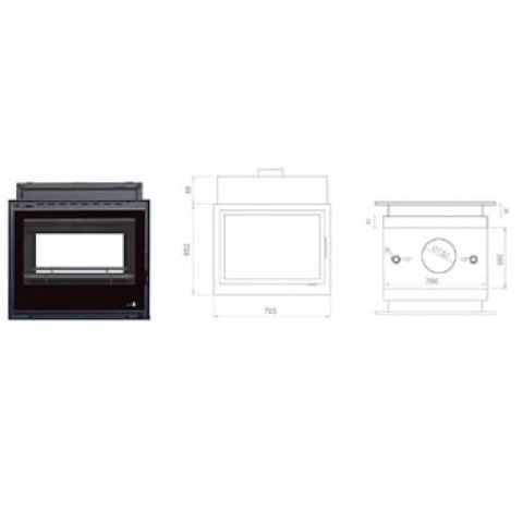 Pack complet insert insert chaudiere double face modele c-570htdf porte battante avec puissance de 21kw marque termofoc + 2x pour insert c-570htdf option cadre 4 cotes acier cadre 4l - dimensions :756x647x40mm (pour 1 face), ref. 31814, tmf31814