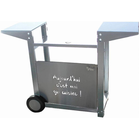 Chariot pour plancha 2 feux - Tout INOX avec façade - CHI008