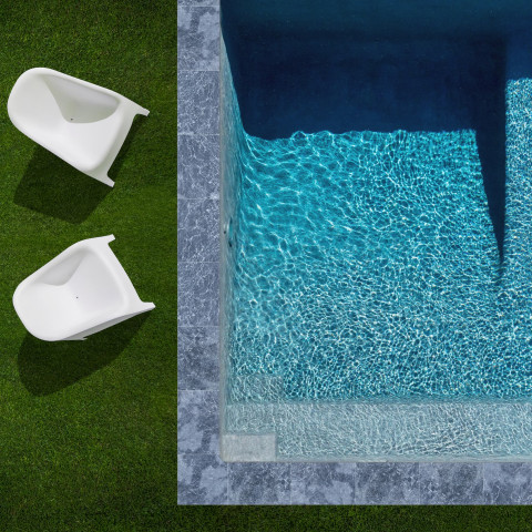 Kit complet | margelles pour piscine 10x5m en pierre adana gris bleu (+ colle, joint, hydrofuge ...)