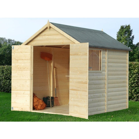 Abri bois TONGA - superficie : 4.32 m² - 181x239 cm - cabane de jardin - stockage outils - double porte - sans déclaration - assemblage facile