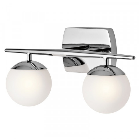 Applique jasper, chrome poli, verre opale, 2 led