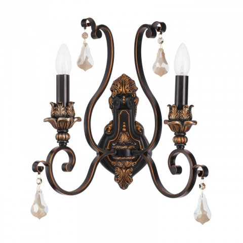 Applique murale noire country 2 ampoules 21 cm