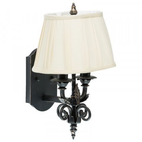 Applique murale noire country 2 ampoules 36 cm