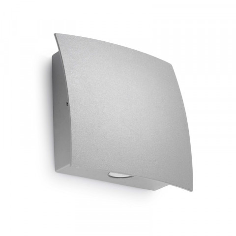 Applique surf, aluminium et verre, gris, 15 cm