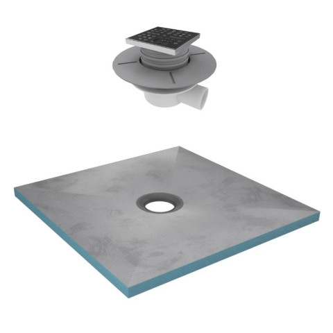 Bac receveur de douche à carreler 90x90cm recoupable sur mesure + Bonde horizontale - RAINY Aurlane - PACR001