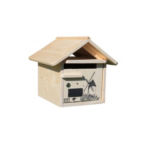 Boîte aux lettres en bois créastuce : moulin violet (1 porte)