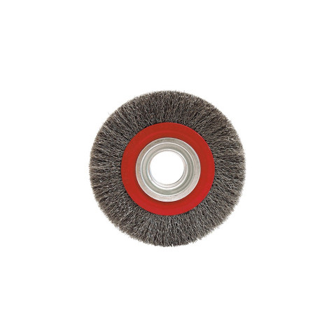 Brosse circulaire fil acier ondulé pour touret 0.30 mm D. 125 mm Al. 16 mm Ep. 20 mm pour métal - Décapage dur - LEMAN - 410.150