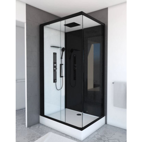 Cabine de douche 110x80x215cm - Verre Trempé - Mitigeur Chrome - DUALITY 3 RECTANGLE Aurlane - CAB165