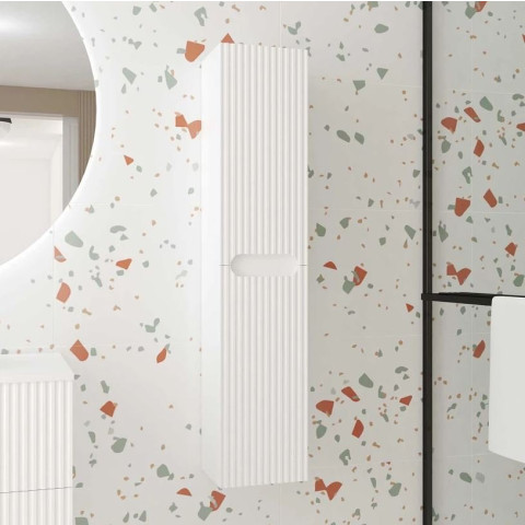 Colonne de salle de bain Blanc neige suspendu - Hauteur 120 cm - 2 Portes - LEON Aurlane - LAV982