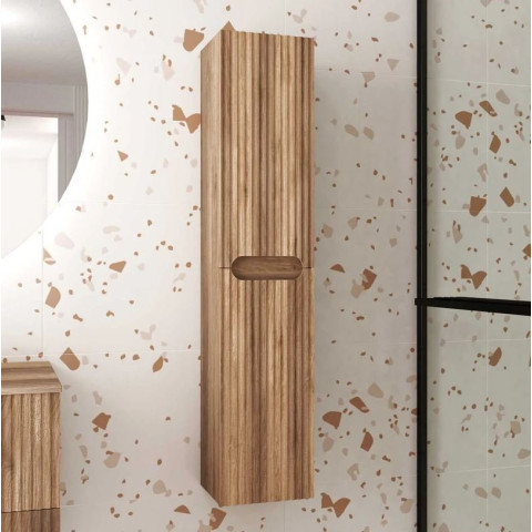 Colonne de salle de bain Bois suspendu - Hauteur 120 cm - 2 Portes - LEON Aurlane - LAV981