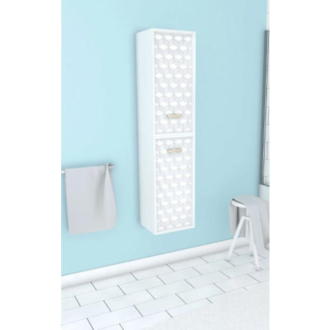 Colonne de salle de bain scandinave blanc à suspendre - h150xp25xl35cm - NORDIK TEGNINGER Aurlane - LAV486