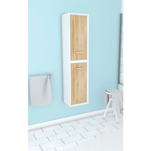Colonne de salle de bain scandinave blanc à suspendre 151x35x24 - NORDIK NATURLIG Aurlane - LAV487