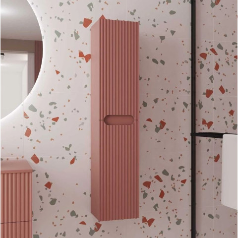 Colonne de salle de bain Terracotta suspendu - Hauteur 120 cm - 2 Portes - LEON Aurlane - LAV983