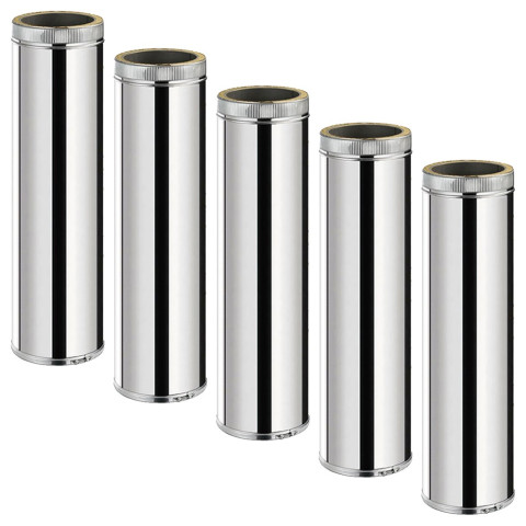 Lot de 5 tdps1000 conduit double paroi isolé pour poêle à bois longueur 100 cm       ø175