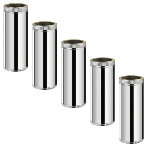 Lot de 5 tdps500 conduit double paroi isolé pour poêle à bois longueur 50 cm       ø175