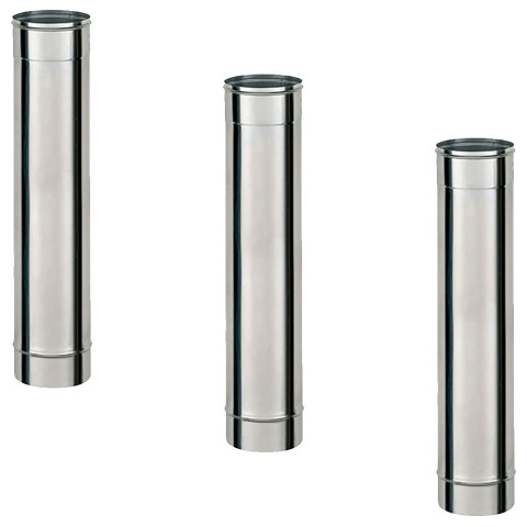 Lot de 3 ti1000 conduit simple paroi pour bois fioul longueur 100 cm       ø80