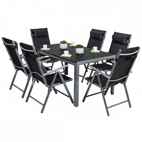 Cordoba Plus Salon De Jardin 6 Chaises Table Alu Noir