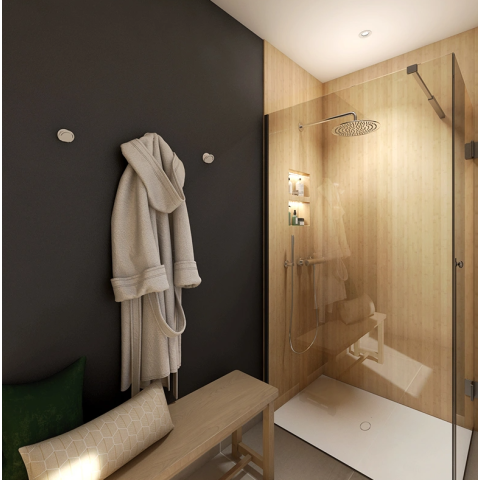 Lot de 2 patères DECO-GEM en acier Perle, 1 crochet par patère, L.5.6 x P.4.24 x H.5.3 cm