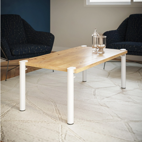 Lot de 2 pieds cylindriques DECO-GEM pour table basse en acier à vis-étau Topaze, H.43 cm