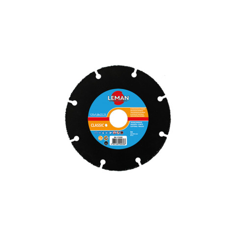 Disque à tronçonner HM carbure D. 125 X 1.0 X 22.23 mm - Bois, bois clouté, plâtre - LEMAN - 1712522