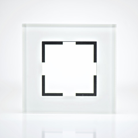 Plaque de finition verre blanc 1 poste 84x87x10mm