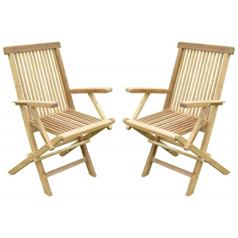 Lot de 2 fauteuils pliants jenaë teck premium