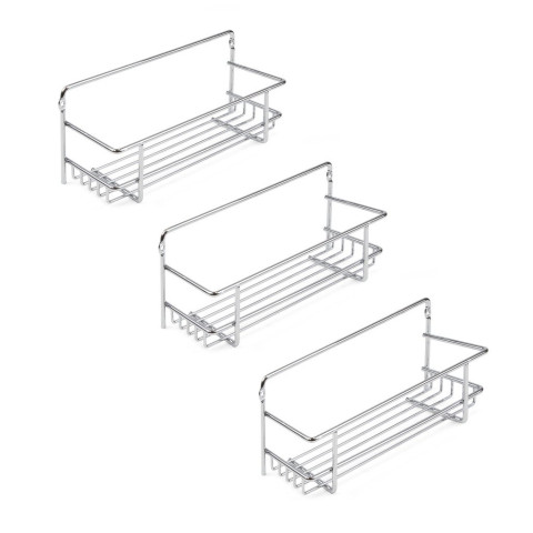 Lot de 3 supports à épices pour meubles de cuisine Supra, Acier, Chrome
